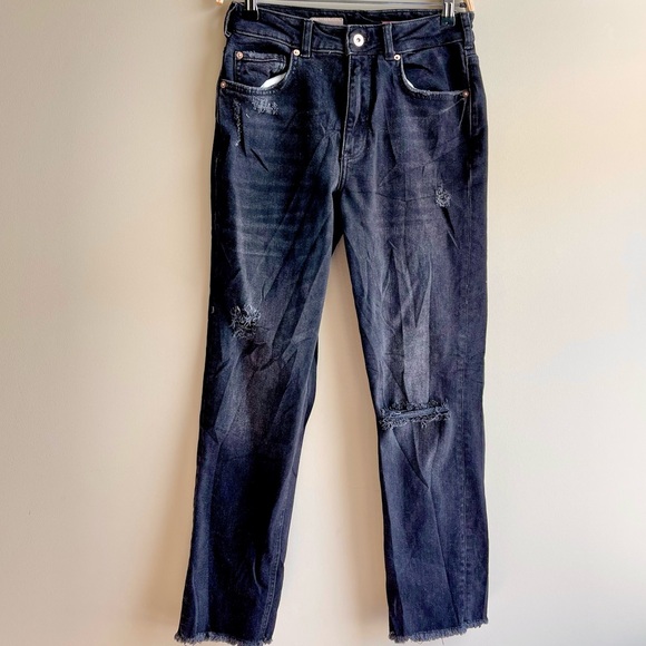 Anthropologie Pilcro The Vintage Straight Distressed Black Jeans - Picture 5 of 8